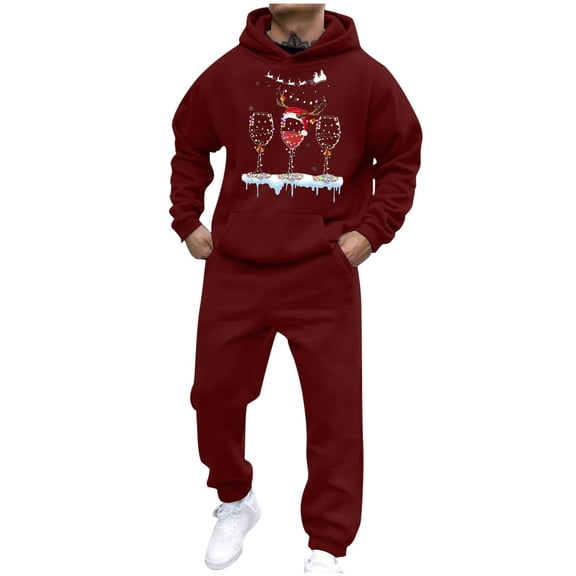 Miluxas Sweatpants and Hoodie Set for Men Mens Tracksuit 2 Piece Hoodies Casual Jogging Gym Sweat Suits Sweatsuits for Men Wine