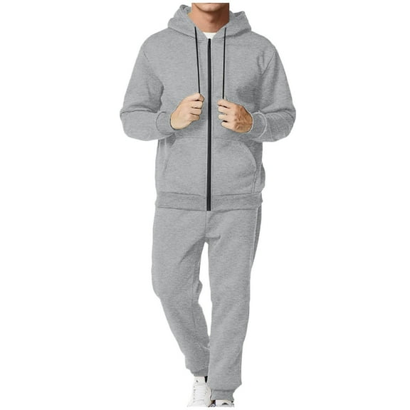 Miluxas Sweatsuits for Men 2 Piece tracksuit Sets Full Zip Hoodie Sweatpants for Men Casual Sports Jogging Suits Gray