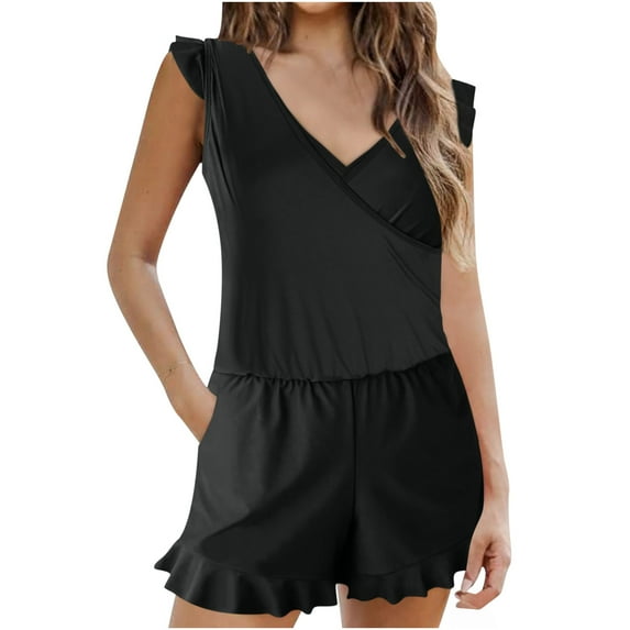 Miluxas Swimsuit for Women , Romper Bathing Suits for Women Scoop Neck Modest Swim One Piece Jumpsuit Swimsuit Black 8(L)