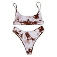 thumbnail image 1 of Miluxas Swimsuits for Women,Women Tie-dye Pattern Top with Panty Bikini Set Two Piece Swimwear Khaki M(M), 1 of 8