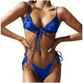thumbnail image 1 of Miluxas Swimsuits for Women,Women's Bikini Set Swimsuit Two Piece Filled Soild Swimwear Beachwear Navy S(S), 1 of 7