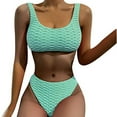 thumbnail image 1 of Swimsuits for Women,Women's Bikini Solid Set Swimsuit Two Piece Filled Soild Swimwear Beachwear Green M(M), 1 of 9