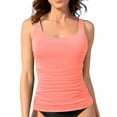 thumbnail image 1 of Miluxas Tankini Bathing Suits for Women Clearance Tummy Control Two Piece Swimsuits with Bottom Modest Swimwear Orange L(L), 1 of 6