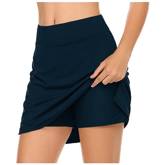 Miluxas Tennis Skirts for Women Golf Athletic Activewear Skorts Mini Summer Workout Running Shorts Navy XL(XL)