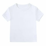 Miluxas Toddler Baby Boy Girl Short Sleeve Crew Neck T Shirt Pullover Sweatshirt Summer Basic Tee Solid Casual Clothes White 2 Years