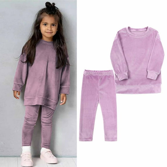 Miluxas Toddler Baby Girl Clothes Winter Warm Fleece Sweatshirt Tops and Pants 2Pcs Fall Tracksuit Outfits Set Clearance