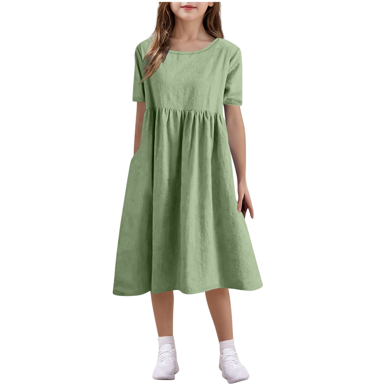 Baby Girl Summer Dress In Blended Stuff Light Green Color main image 1