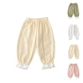 thumbnail image 1 of Miluxas Toddler Baby Girls Elastic Waist Pants Soft Cotton Harem Bloomers Summer Fall Long Pants White 2 Years, 1 of 3