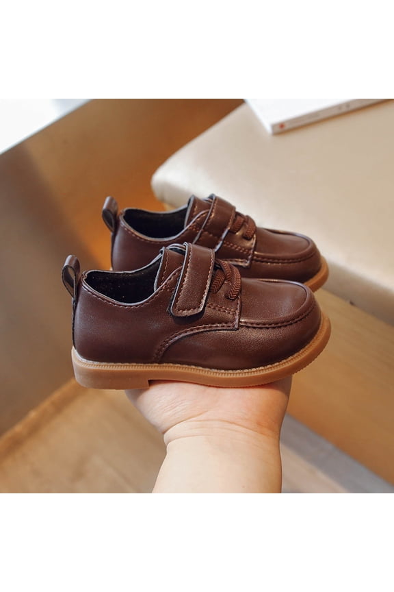 Toddler Boys Girls Dress Shoes Leather Loafers Shoes Wedding Church Dress Shoes Loafer Flats for Baby Little Kids Brown 8(22)