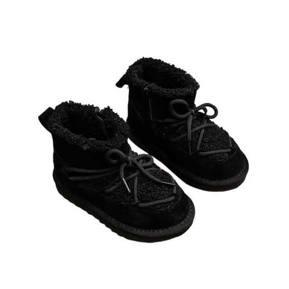 Miluxas Toddler Boys Girls Winter Soft Soles Snow Boots Cold Weather Toddler Prewalker Warm Faux Fleece Shoes Black 3.5 Years