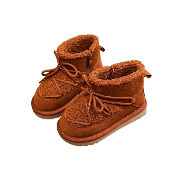 Miluxas Toddler Boys Girls Winter Soft Soles Snow Boots Cold Weather Toddler Prewalker Warm Faux Fleece Shoes Brown 3 Years