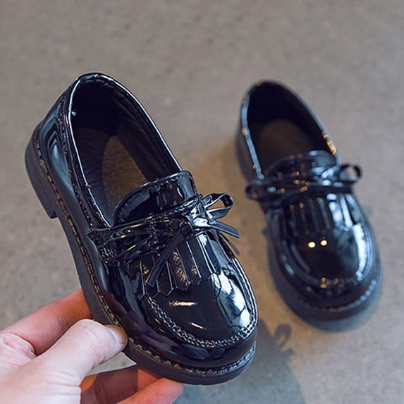 Miluxas Toddler Girl Mary Jane Dress Shoes Slip On Ballet Flat for Girl Party Bowknot Shoes Black 6(21)