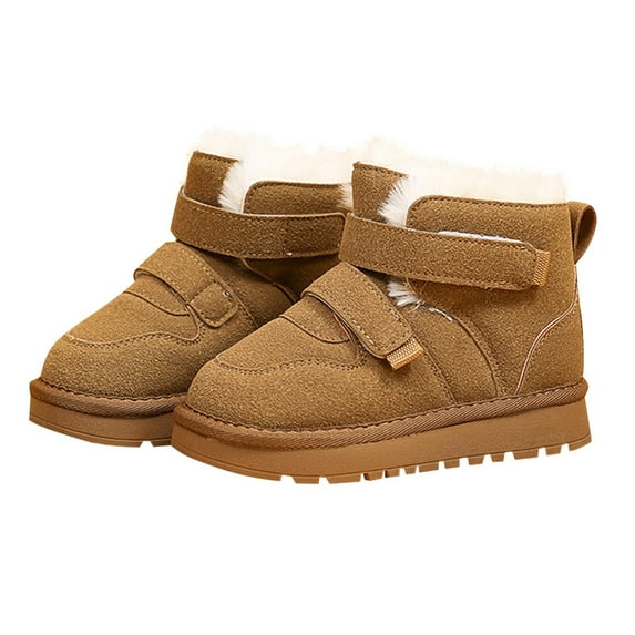 Miluxas Toddler Girl Snow Boots Fashion Winter Girls Snow Boots Thick Soled Non Slip Fleece Lined Warm and Comfortable Shoes Brown 11 M(28)