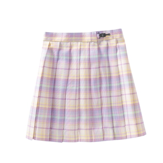 Miluxas Toddler Girls Plaid Pleated Skirt High Waisted JK School Uniform A-line Skirt Yellow 8 Years