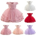 thumbnail image 1 of Miluxas Toddler Girls' Short Sleeve Tutu Party Dress Fashion Princess Dress for Girl White 2 Years, 1 of 6