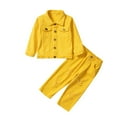 thumbnail image 1 of Miluxas Toddler Girls Two Piece Jean Set Button up Jacket and Elastic Pants Denim Clothing Set, 1 of 9