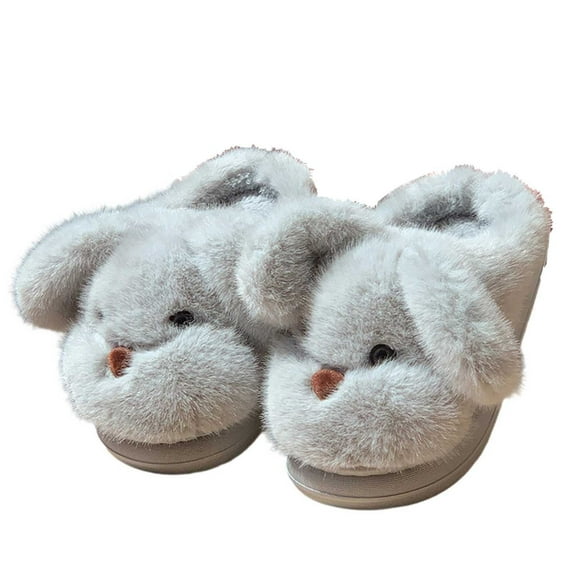 Miluxas Toddler Kids Slippers Cute Animal Cartoon Shoes Girls Boys Warm Fleece Winter Household Slippers Gray 30