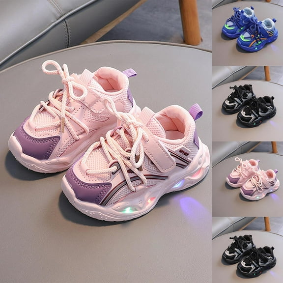 Miluxas Toddler Light up Shoes Girls Mesh Breathable Anti Slip Luminous Prewalker Sneakers for Outdoor Sport(Little/Big Kid) Pink 8 Years