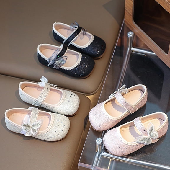 Miluxas Toddler Little Girls Mary Jane Flats Bowknot Princess Dress Ballet Shoes Non-Slip Soft Sole Party Girl’s Shoes Pink 3(35)