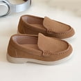 thumbnail image 1 of Miluxas Toddler Little Kid Boys Girls Soft Suede Leather Slip On Flat Boat Dress Shoes Wedding Shoes Loafers Brown 11(28), 1 of 9