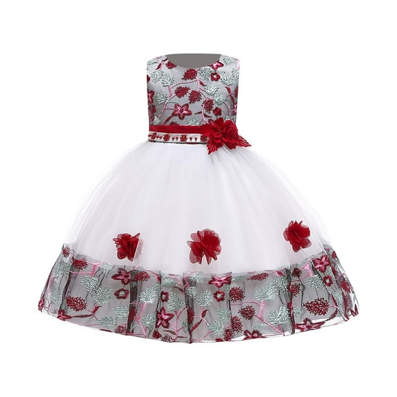 Miluxas Toddler Pageant Flower Girl Lace Dress Little Girls Party Wedding formal Dresses Wine 4 Years