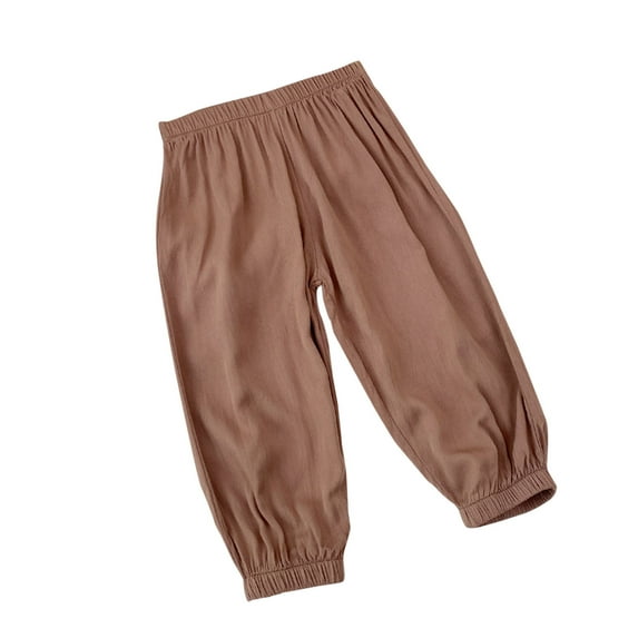 Miluxas Toddler Pants Kids Baby Boy Girl Elastic Basic Harem Long Pants Bloomers Casual Joggers Coffee 7 Years(140)