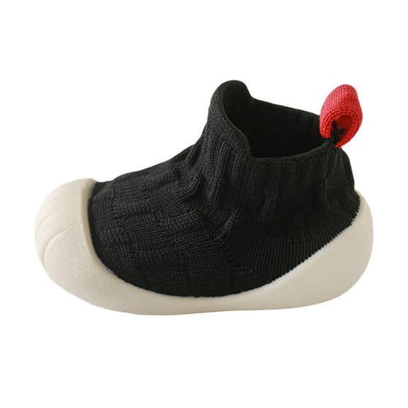 Miluxas Toddler Sock Shoes Baby Walking Shoes Infant Slippers Boys & Girls Soft Soled Non-Slip Sneakers Black 0-6Months