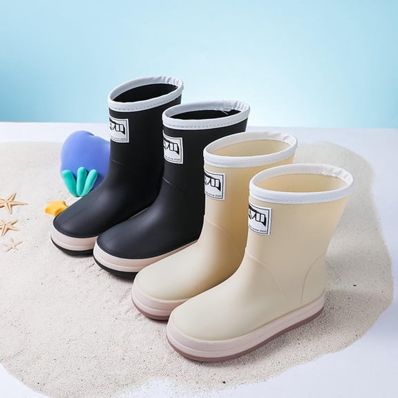 Miluxas Toddler Waterproof Shoes Rainboots for Toddlers Boys Kids Rain Boots Waterproof Rubber Boots Kid Rain Boots Black 1 M(34)