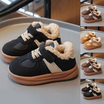 Miluxas Toddler Wide Toe Box Shoes Fleece Sneakers for Little Kid Slip on Tennis Shoes for Kids Boys Girls Yellow 6.5-7Years