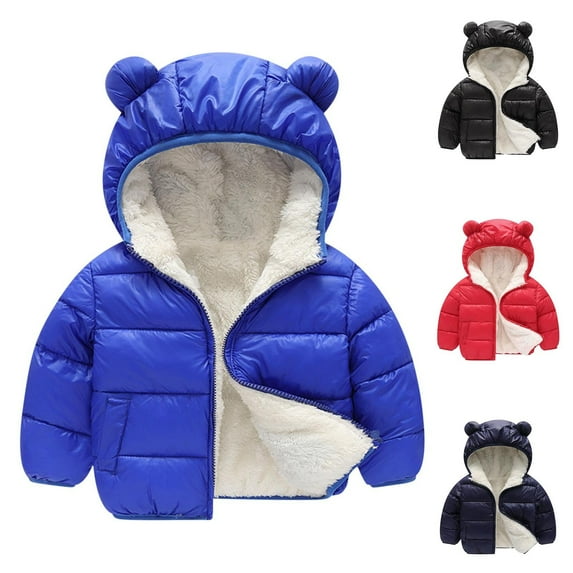 Miluxas Toddler Winter Coats Hooded Infants Fleece Jacket Thickened Jacket for Baby Girls Boys Red 12 Months
