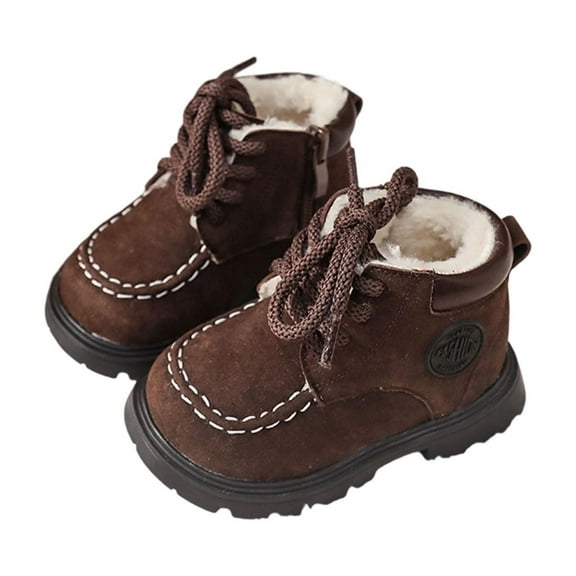 Miluxas Toddler Winter Snow Boots Boys Girls Cold Weather Baby Faux Fleece Soft Soles Warm Shoes (Infant/Toddler/) Brown 1.5 Years