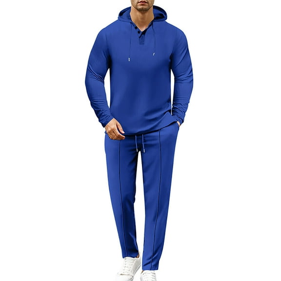 Miluxas Track Suits for Men 2 Piece Hoodies with Sweatpants Sets Casual Running Jogging Sport Suit Sets Blue 12(XXL)