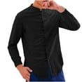 thumbnail image 1 of Miluxas Traditional Clothing Chinese Style Shirts Men Long Sleeve Retro Solid Color Stand-up Collar Loose Men's Tops Black, 1 of 6