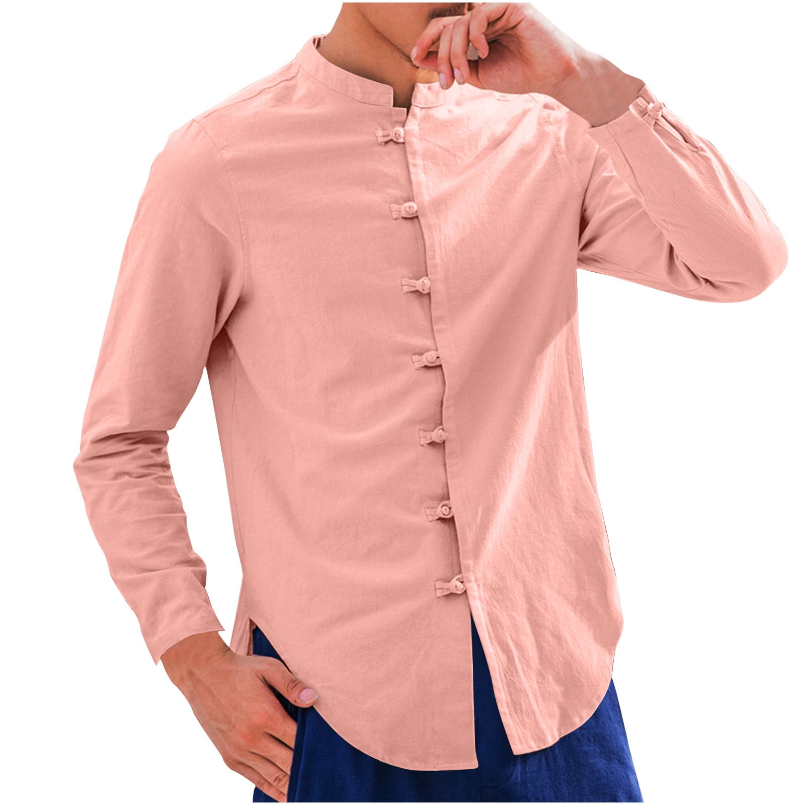 Miluxas Traditional Clothing Chinese Style Shirts Men Long Sleeve Retro ...