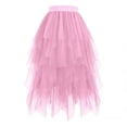 thumbnail image 1 of Miluxas Tulle Skirts for Girl High Low Layered Irregular A-Line Midi Skirt Fairy Tutu Girl High Elastic Waist Party Skirt Pink 8-9Years, 1 of 6
