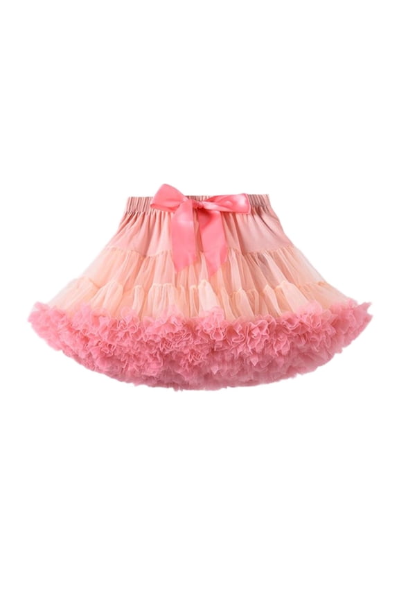 Tutu Skirts for Toddler Girls, Gradient Tiered Skirt Color-Block Fluffy Soft Tulle Skirt Daily Outfit Tutu Dress Watermelon Red 8-10 Years