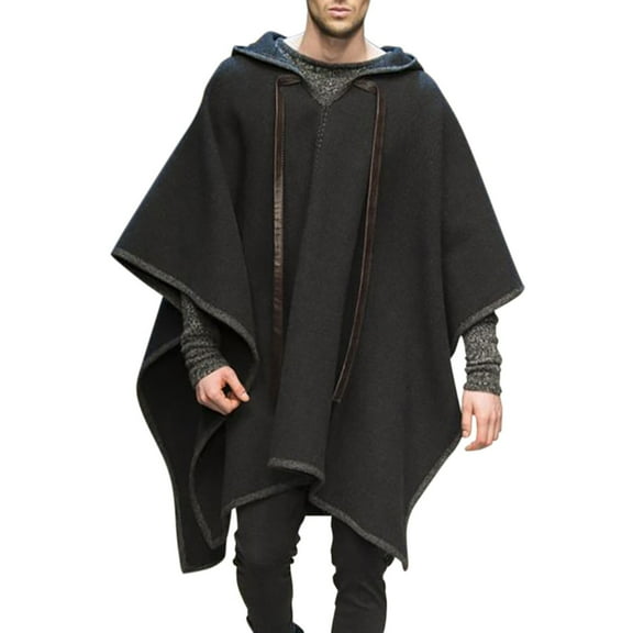 Miluxas Unisex Casual Hooded Poncho Cape Cloak Fashion Coat Hoodie Pullover with Pocket Black,Brown,Gray,Dark Gray,White