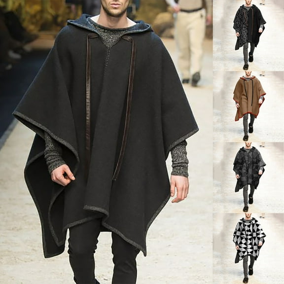 Miluxas Unisex Casual Hooded Poncho Cape Cloak Fashion Coat Hoodie Pullover with Pocket White