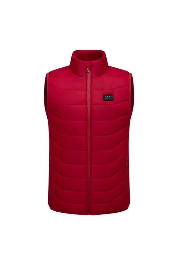Unisex Heated Vest 28 Heating Zone Quilted Jacket Lightweight Winter Warm USB Electric Waistcoat for Work Fishing Golf Red