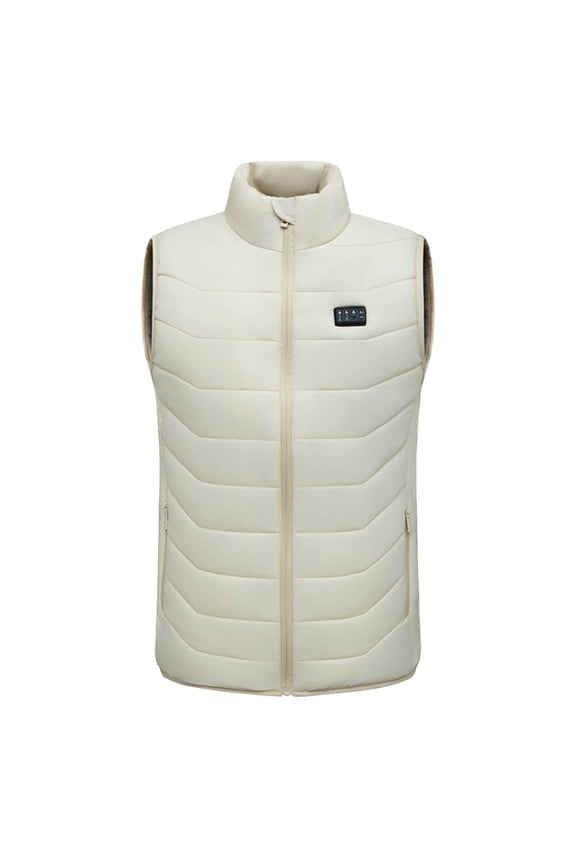 Unisex Heated Vest 28 Heating Zone Quilted Jacket Lightweight Winter Warm USB Electric Waistcoat for Work Fishing Golf White