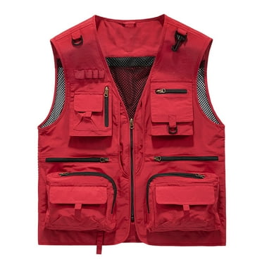 Miluxas V-Neck Full Zipper Polyester, Fishing Vest (Men's)