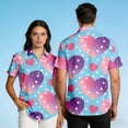 thumbnail image 1 of Miluxas Valentines Day Hawaiian Shirts for Men Love Heart Print Short Sleeve Button Down Bowling Shirts Valentine Dating Top Light Blue, 1 of 8