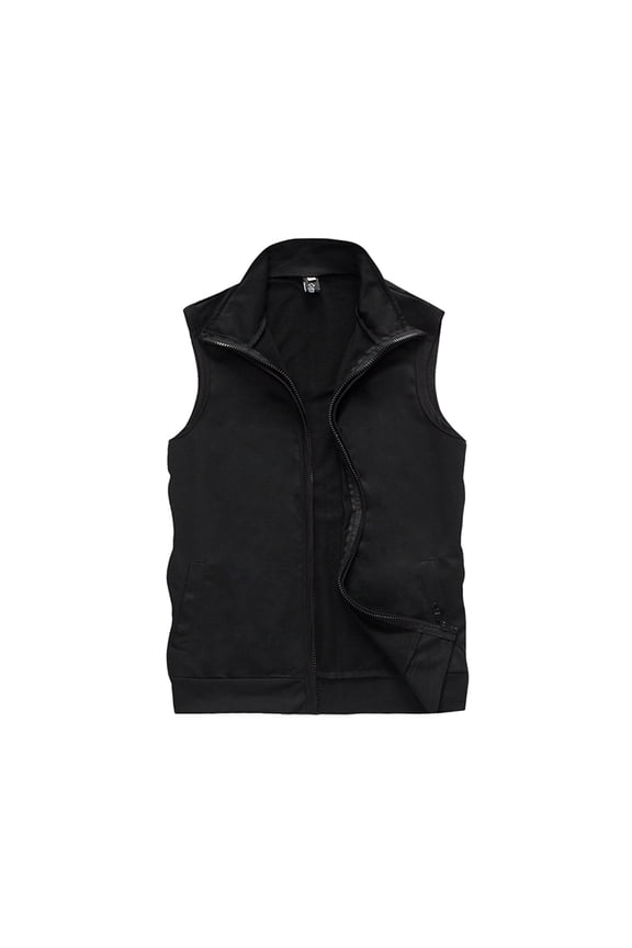 Vest for Men Stand Collar Thickened Waterproof Zip Sleeveless Jacket for Hiking Outdoors Black XL(XL)