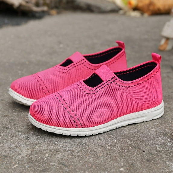 Miluxas Walking Shoes Women's Flats Mesh Soft Washable Slip-On Shoes Hot Pink 9(42)