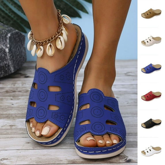 Miluxas Wedge Sandals Women Summer: Comfortable Open Toe Dressy Platform Sandal Shoes White 9.5(43)