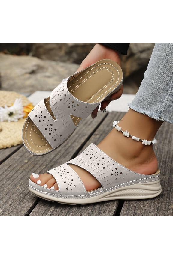 Wedge Sandals Women Summer: Comfortable Open Toe Dressy Platform Sandal Shoes White 6(37)