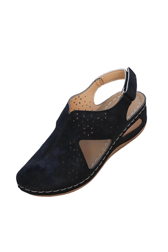 Wedge Sandals for Women Summer Dressy Ankle Strap Platform Sandals Women Chunky Soled Outdoor Hollow Out Casual Sandals Comfortable Walking Shoes Black 6.5(38)