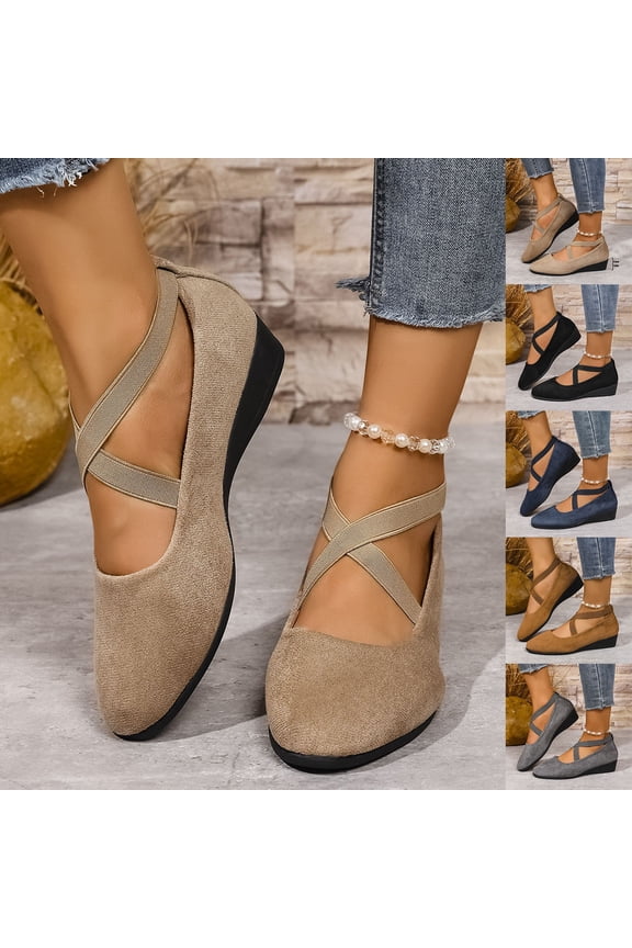 Wedge Sandals for Women Comfortable Closed Toe Ankle Strap Summer Dressy Platform Heels Shoes Khaki 9.5(43)