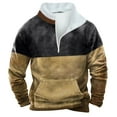 thumbnail image 1 of Miluxas Western Sweatshirts for Men Aztec Retro Pullover Quarter Zip Sweatshirt Mens Stitching Color Fleece Sweatshirt Khaki, 1 of 3