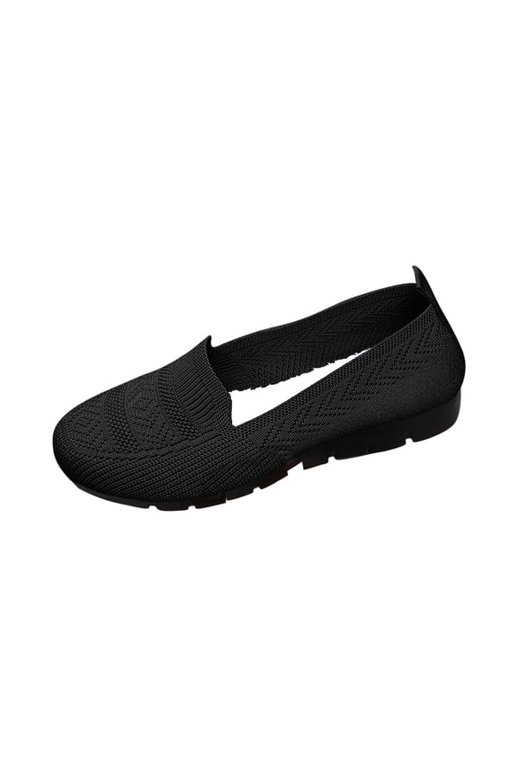 Wide Ballet Flats Shoes for Women, Width Foldable Knit Women's Flats, Comfortable Shoes for Women Dressy Casual Work office Black 5.5(36)